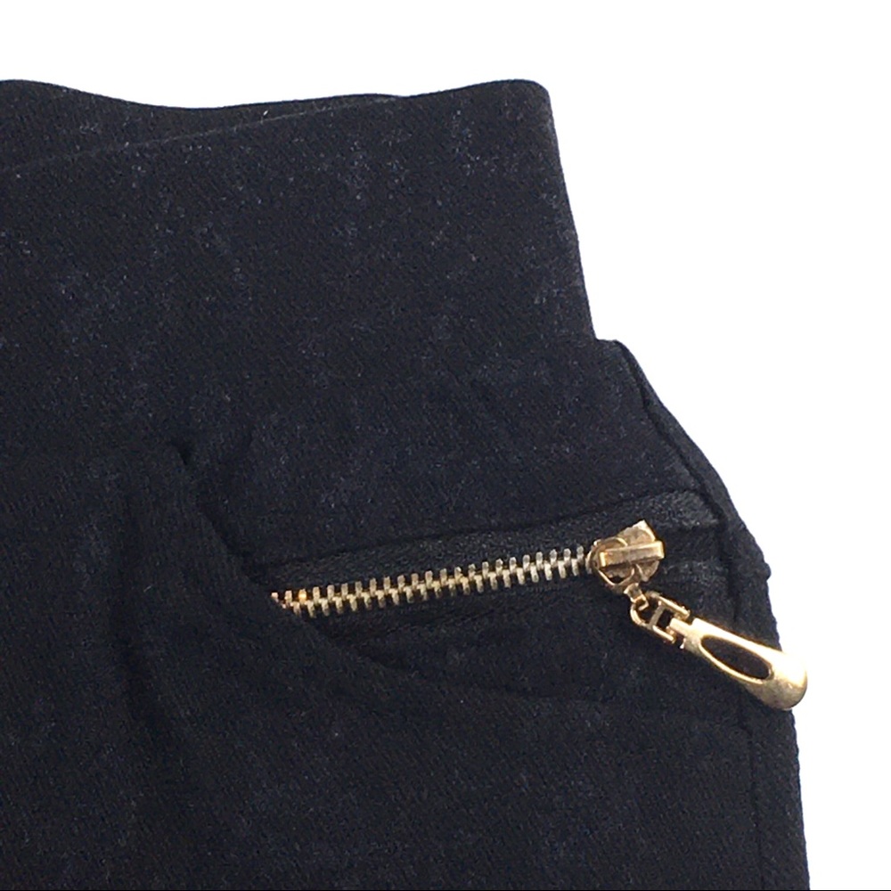 Angelina Leggings Size OS Black Acid Wash Gold Zip